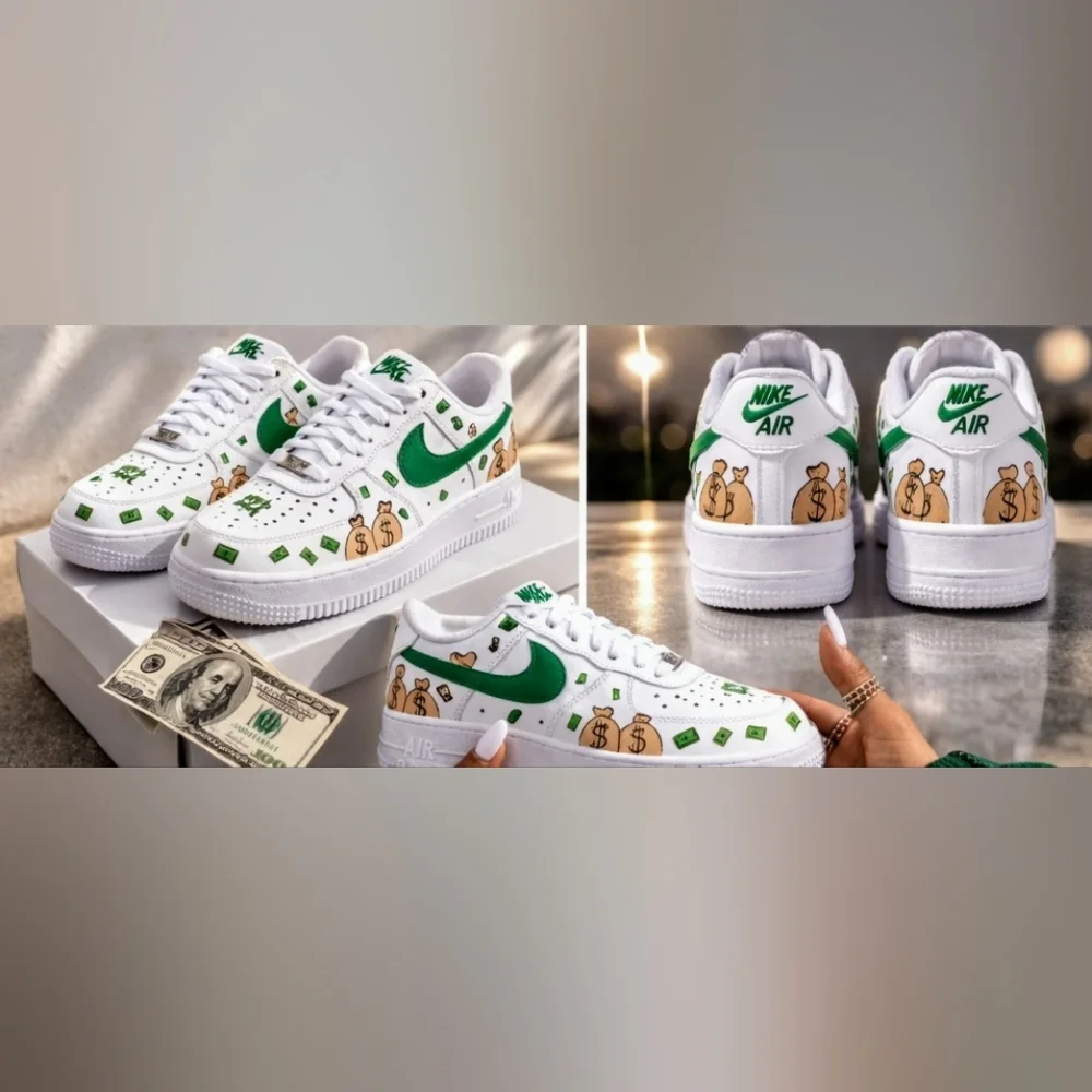 Nike Air Force 1 '07 Custom “Money Stacks” – Hand Painted – Limited Edition - Picture 2 of 7